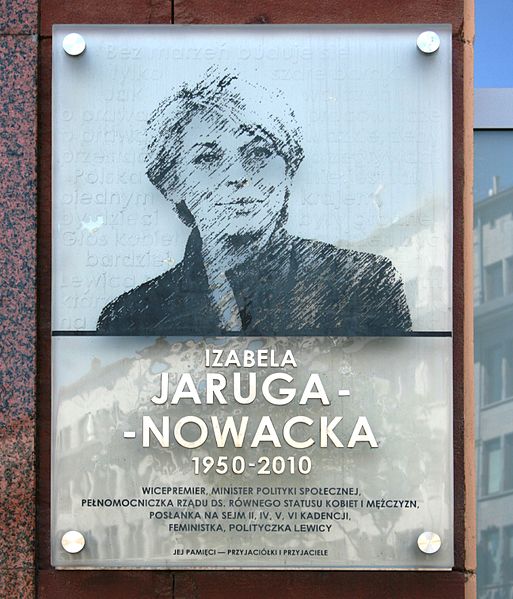 File:POL Warsawa Izabela Jaruga-Nowacka commemorative plaque.JPG