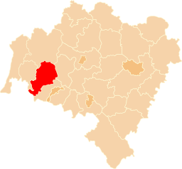 Powiat lwówecki (rödmarkerat) i Nedre Schlesiens vojvodskap.