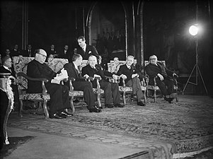 Foreign ministers of the five European powers at the signing of the Treaty of Brussels