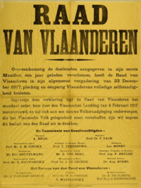 Proclamation issued by the Raad van Vlaanderen proclaiming Flemish independence in December 1917 Raad van vlaanderen.gif