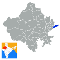 मानचित्र जिसमें धौलपुर ज़िला Dholpur district हाइलाइटेड है