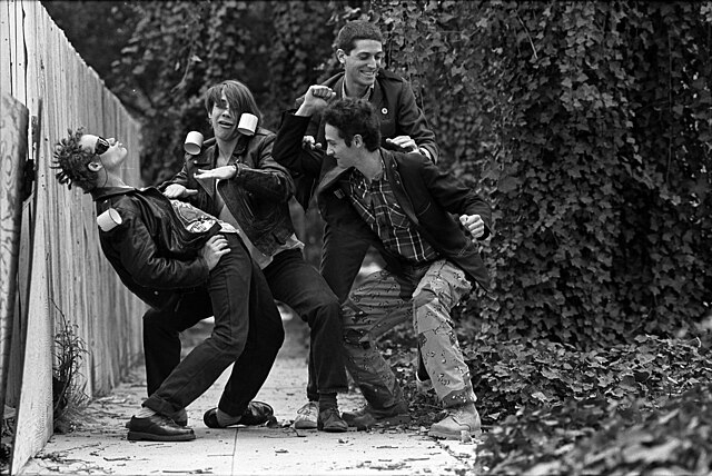 The band in 1984. From left, Flea, Anthony Kiedis, Jack Sherman and Cliff Martinez