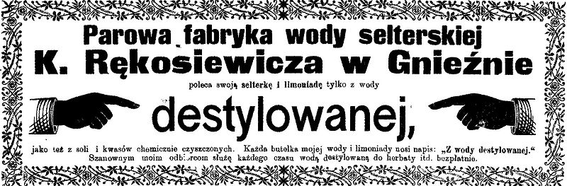 File:Reklama wody selterskiej z wytwórni K. Rękosiewicza w Gnieźnie, 1896.jpg