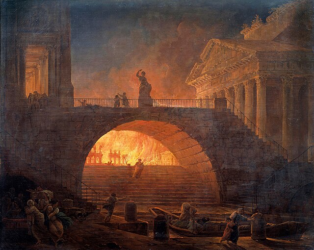 Пожар Рима на картине Юбера Робера