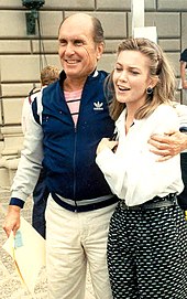 Duvall with Diane Lane at the 41st Emmy Awards in September 1989 Robert Duvall Diane Lane 1989.jpg