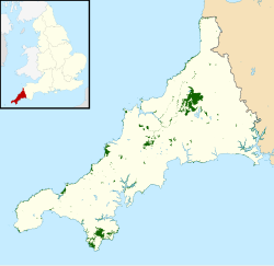 Mapo de SIoj en Cornwall ene de la UK