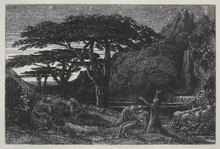 Drypoint print by Samuel Palmer: The Cypress Grove, 1880-3 Samuel Palmer - The Cypress Grove - 1966.204 - Cleveland Museum of Art.tif