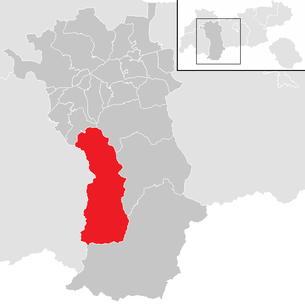 Lage der Gemeinde St. Leonhard im Pitztal im Bezirk Imst (anklickbare Karte)