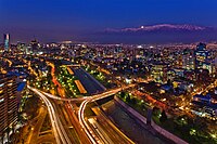 Night view of the center of Santiago