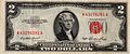 1953-as szériájú United States Note 2 dolláros államjegy.