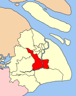 Location of Minhang District in the municipality Shanghai administrative Minhang.svg