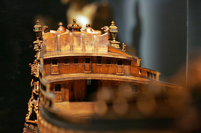 Poop deck of a model of the Soleil-Royal, as seen from the forecastle