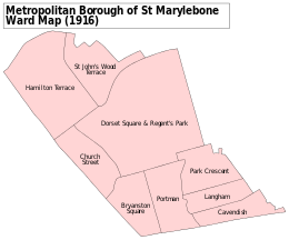 St Marylebone Met. B Ward Haritası 1916.svg