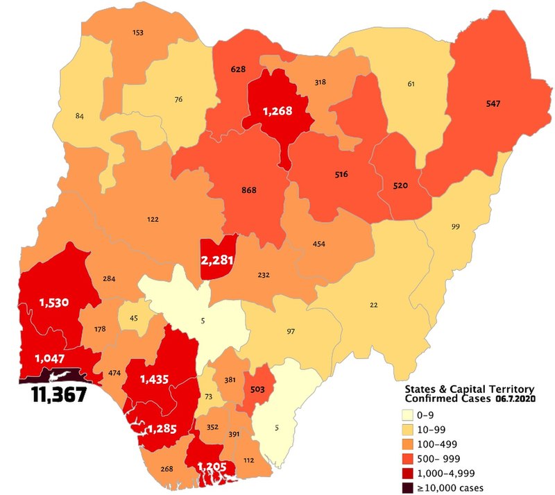 States & Territory by confirmed cases of COVID-19 in Nigeria.jpg