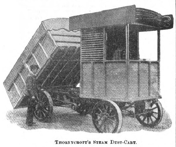 Thornycroft Steam Wagon of 1897 with tipper body to act as a dust-cart