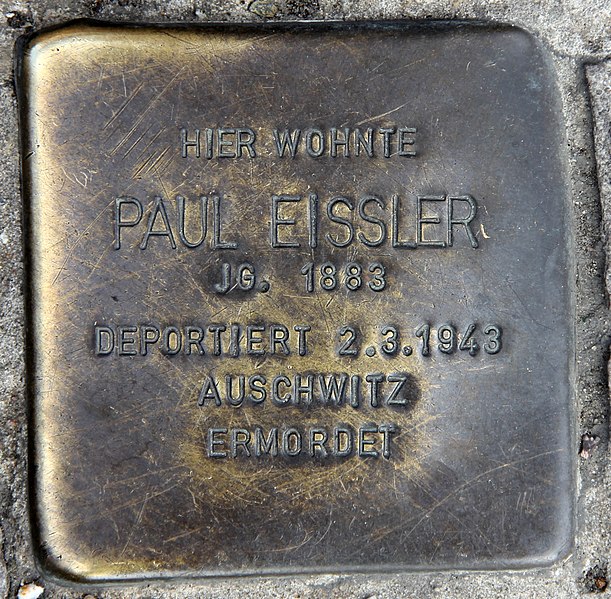 File:Stolperstein Berliner Str 42 (Wilmd) Paul Eissler.jpg