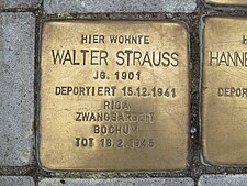 Stolperstein für Walter Strauss in Hannover