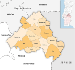 Karte der Subregion Alto Alentejo