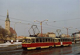 Tatra Tram 7821 in Bratislava, linka 4 March 1993.jpg