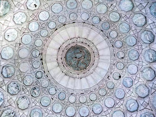 Temple of Diana, monopteros (1789) in the Villa Borghese gardens, Rome. Interior of the dome.