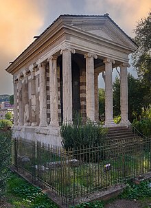 Temple of Portunus in Rome, with its tetrastyle portico of four Ionic columns Temple of Portunus.jpg