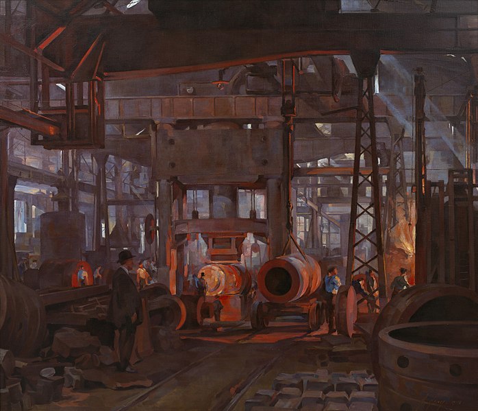 File:The 'l' Press. Forging the Jacket of an 18-inch Gun- Armstrong-whitworth Works, Openshaw, 1918 Art.IWMART2272.jpg