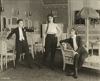 From left: Tommy (Marguerite Clark), Willie (Eleanor Lawson), and Noel (Helen Greene) in a publicity still The Amazons 1917.jpg