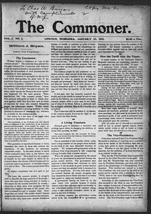 Title page of the first issue of The Commoner, January 23, 1901 The Commoner Issue One.jpg