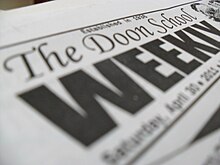 The Doon School Weekly, established in 1936, is the oldest publication of Doon. It is produced by the boys and distributed every Saturday morning. The Doon School Weekly.jpg