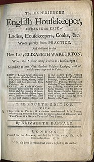 <i>The Experienced English Housekeeper</i> 1769 cookery book by Elizabeth Raffald