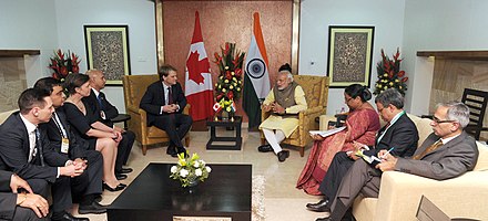 Leitch in India as part of a Canadian delegation led by Chris Alexander in 2015.[18]