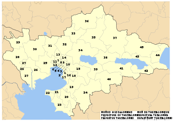 Thessaloniki Prefecture, Greece - political map - low detail - numbered.svg