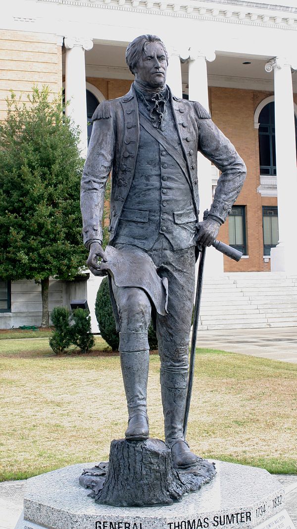 Statue of Thomas Sumter on the Sumter County Courthouse lawn in Sumter