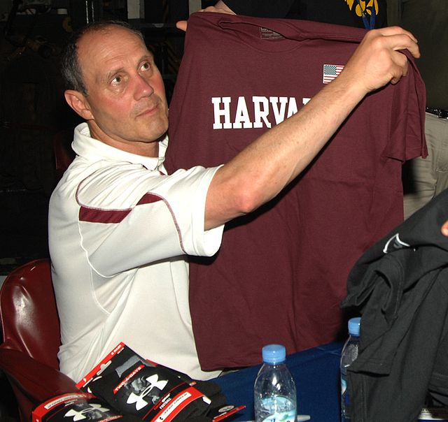 Current Harvard head coach Tim Murphy on board the USS Dwight D. Eisenhower in May 2010