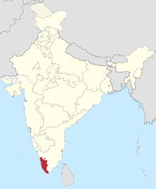 מיקום טרוונקור-קוצ'ין במפת הודו