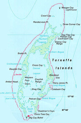 Cartographie de l'atoll Turneffe