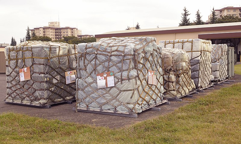 File:US Navy 091004-F-1975M-016 Pallets of supplies stand ready to be delivered to Padang, Indonesia after an earthquake struck the region.jpg
