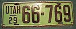 Utah 1929 license plate - Number 66-769.jpg