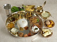 South Indian style vegetarian thali.
