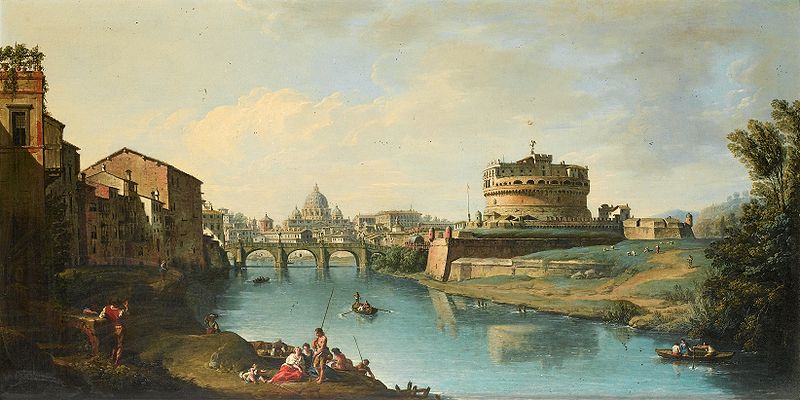 File:View of the Tiber Looking Towards the Castel Sant'Angelo, with Saint Peter's in the Distance.jpg