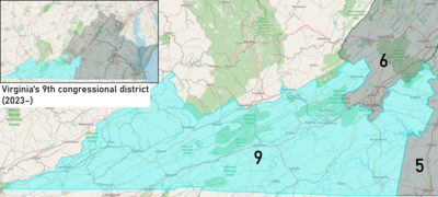 Virginia's 9th congressional district from January 3, 2023 Virginia's 9th congressional district (from 2023).png