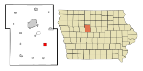 Webster County Iowa Incorporated and Unincorporated areas Lehigh Highlighted.svg