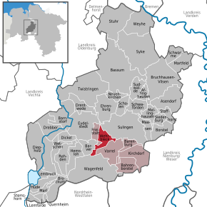 Poziția Wehrbleck pe harta districtului Diepholz