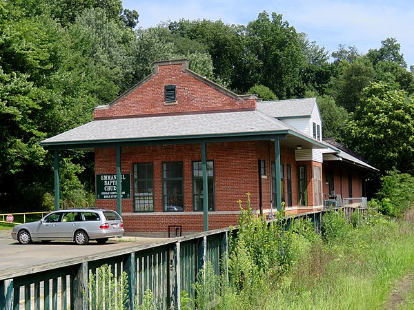 The former Mittineague station, built during the expansion of West Springfield's industrial base, today serves as a local church congregation