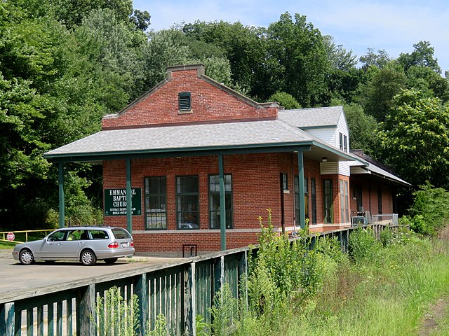 The former Mittineague station, built during the expansion of West Springfield's industrial base, today serves as a local church congregation