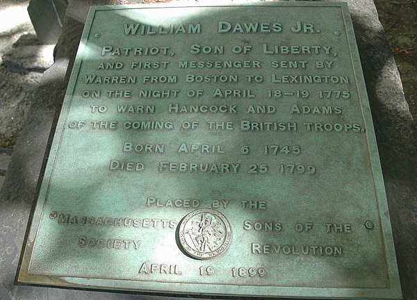 William Dawes tomb marker in King's Chapel Burying Ground