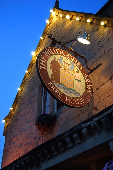 File:Willoughby Arms sign, Little Bytham.JPG