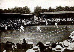 Wimbledon 1906, Men's doubles final Wimbledon men's doubles, 1906, dohertys vs s h smith and f l riseley.jpg