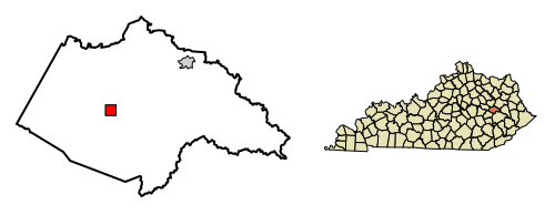 Location of Campton in Wolfe County, Kentucky.
