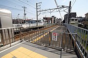 目蒲線時代に4両目が停止していた矢口渡駅のホーム部分。現在は立ち入り禁止になっている。